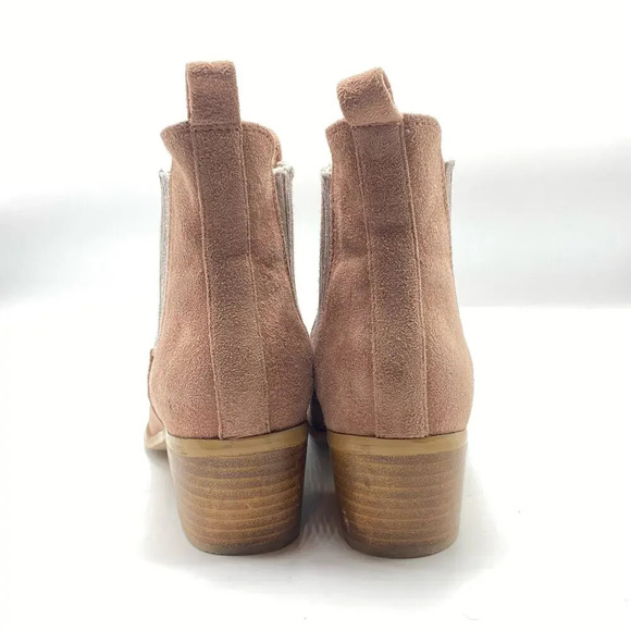 BY ANTHROPOLOGIE Dusty Rose Pink Suede Chelsea Heeled Western Boots Booties Sz 6 - Picture 3 of 8